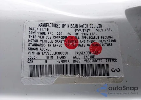 2020 Infiniti Q60 Luxe Awd from USA, damaged, VIN JN1EV7EL6LM380500